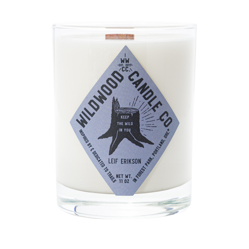 leif erikson tobacco candle with wooden wick by wildwood candle co