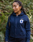 Wildwood Candle Co. Women's Crop Zip Hoodie - Navy