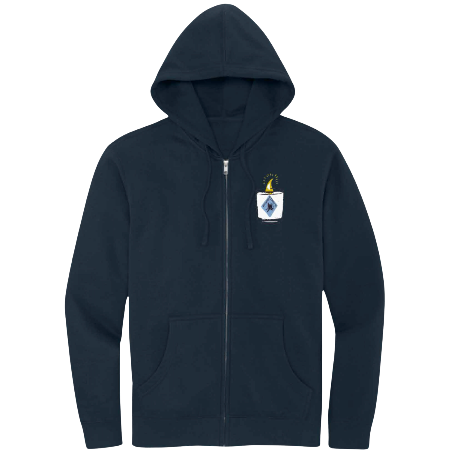 Wildwood Candle Co. Men's Full Length Zip Hoodie - Navy