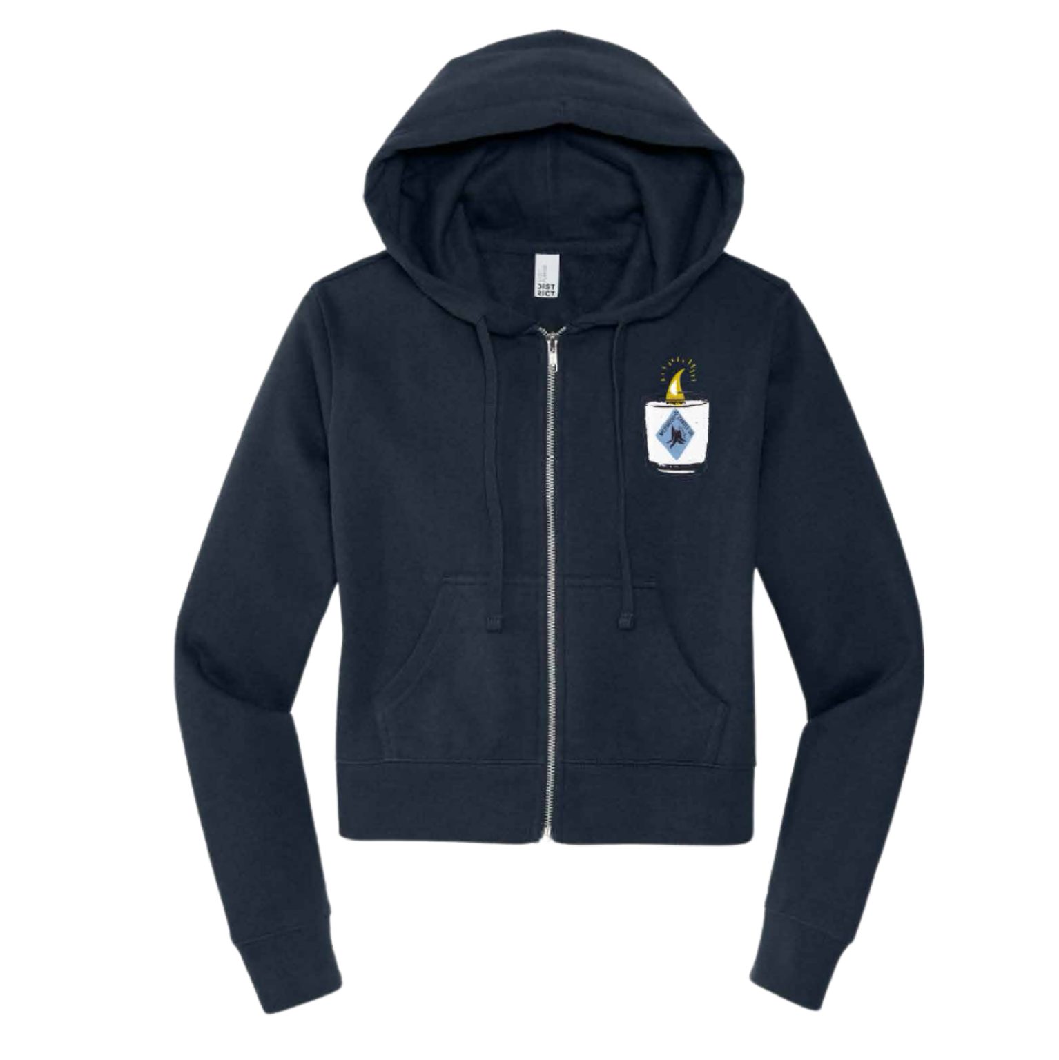 Wildwood Candle Co. Women's Crop Zip Hoodie - Navy