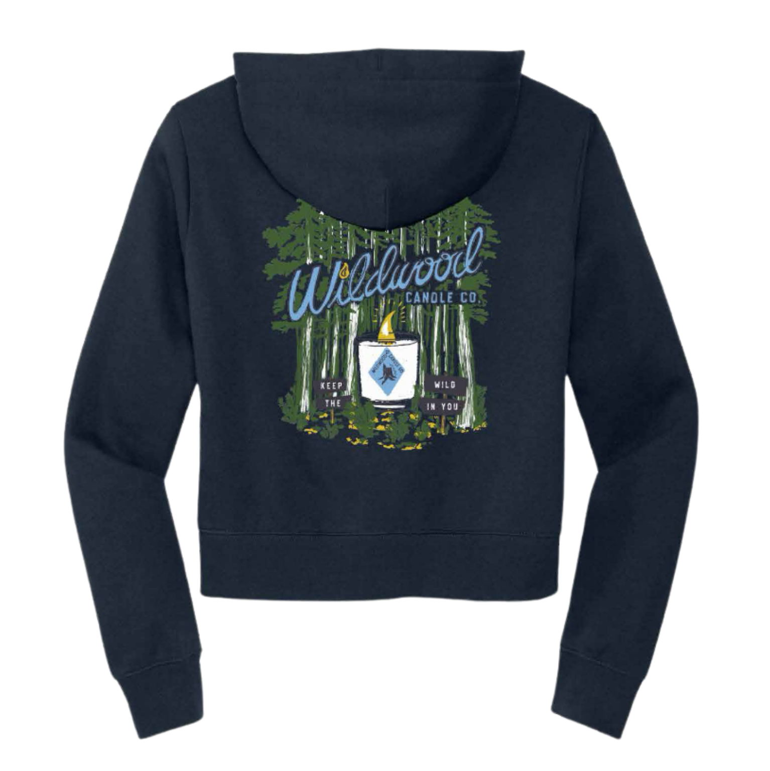 Wildwood Candle Co. Women's Crop Zip Hoodie - Navy