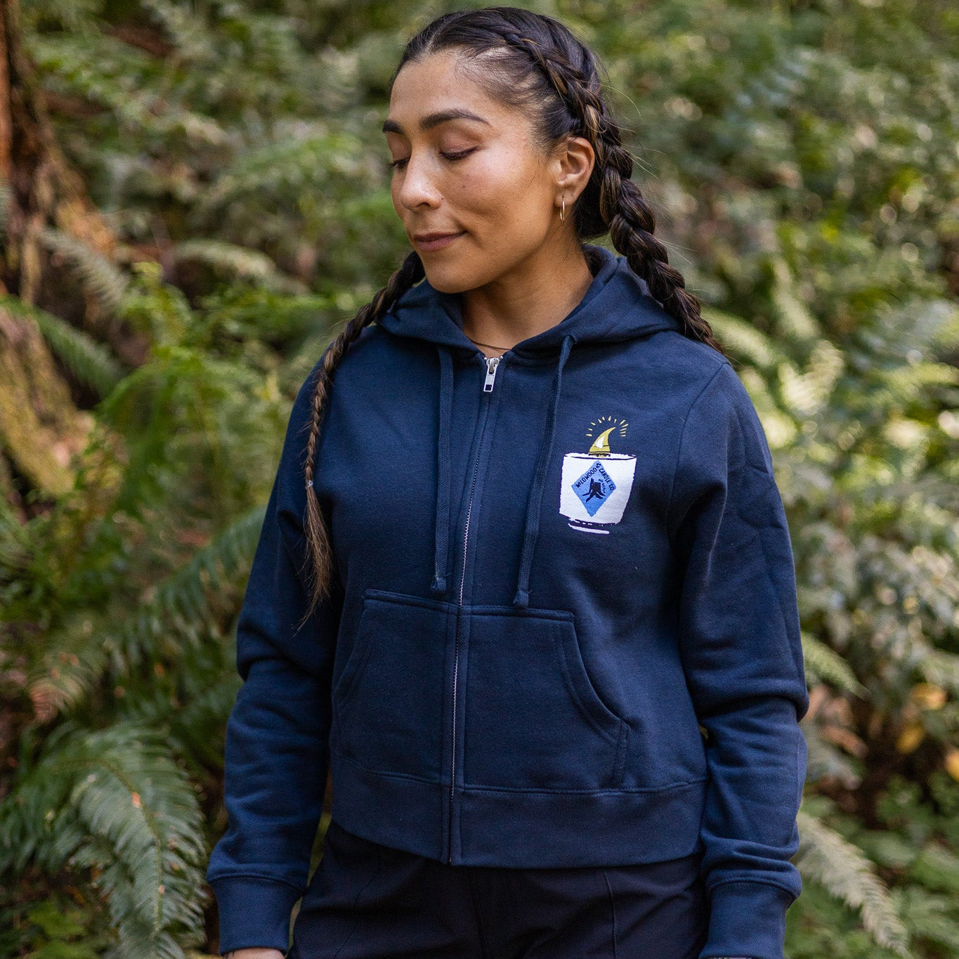 Wildwood Candle Co. Women's Crop Zip Hoodie - Navy