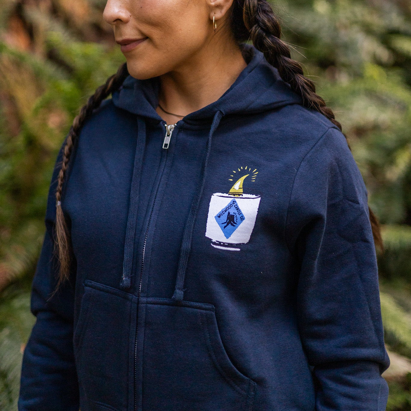 Wildwood Candle Co. Women's Crop Zip Hoodie - Navy