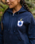 Wildwood Candle Co. Women's Crop Zip Hoodie - Navy