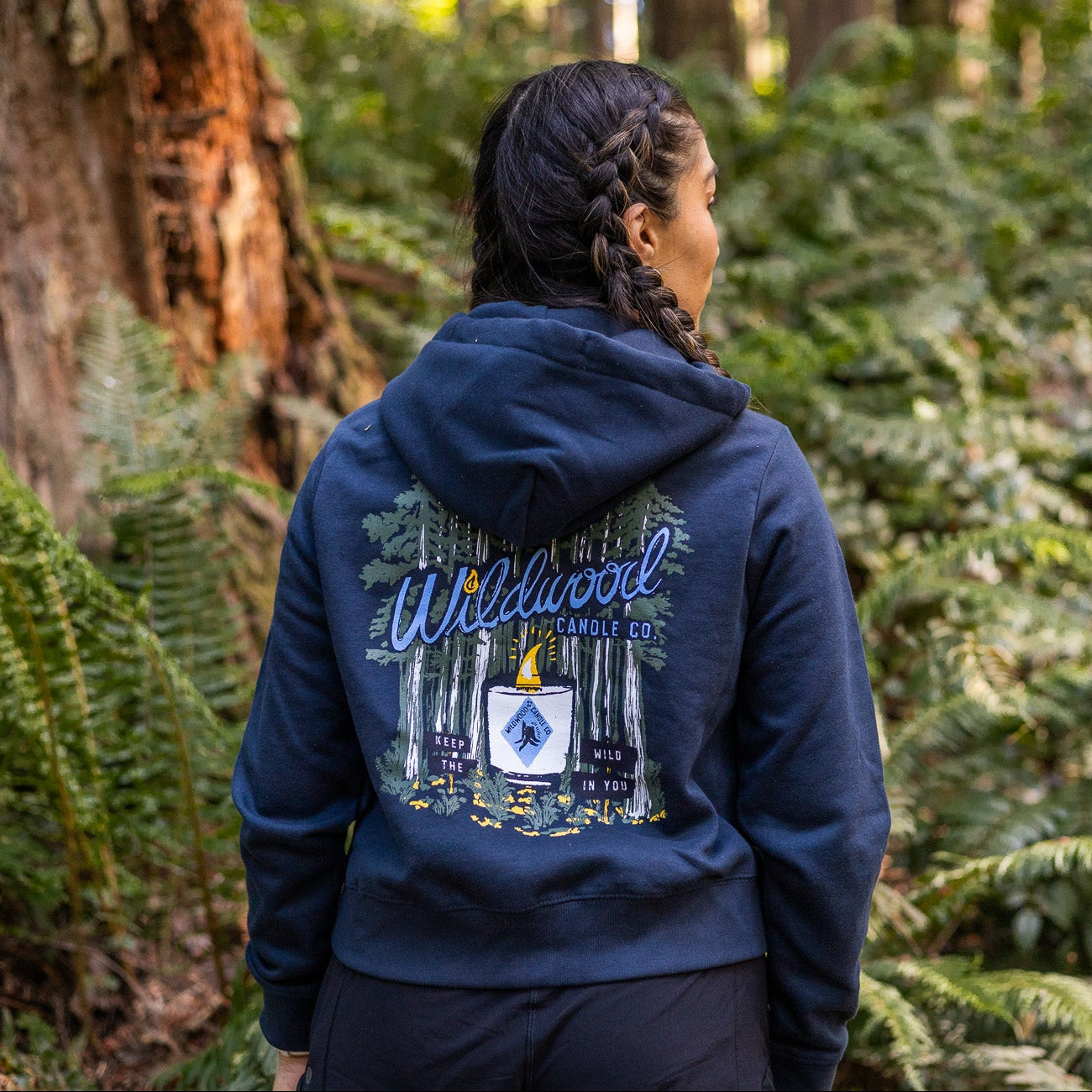 Wildwood Candle Co. Women's Crop Zip Hoodie - Navy