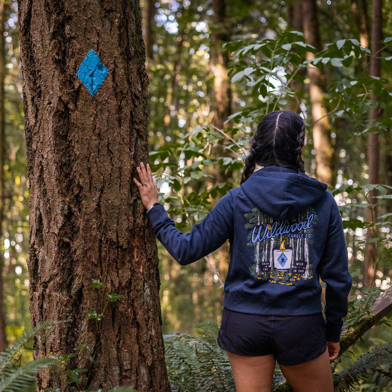 Wildwood Candle Co. Women's Crop Zip Hoodie - Navy