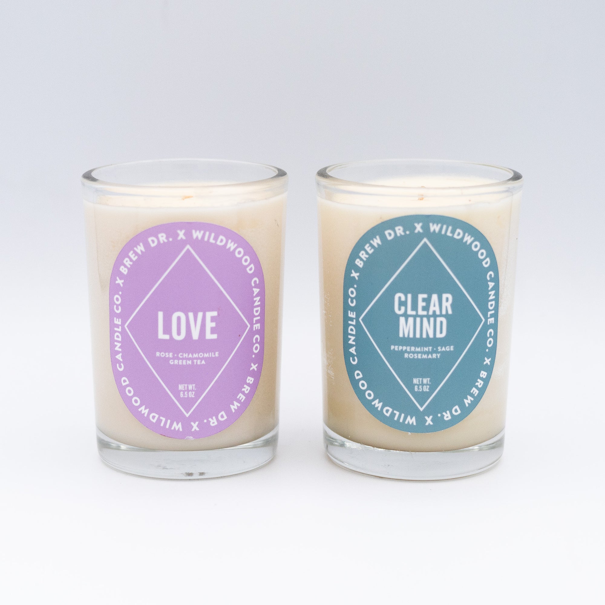 Two Candles by Wildwood Candle Co x Brew Dr Collaboration in Portland, OR: Love and Clear Mind 
