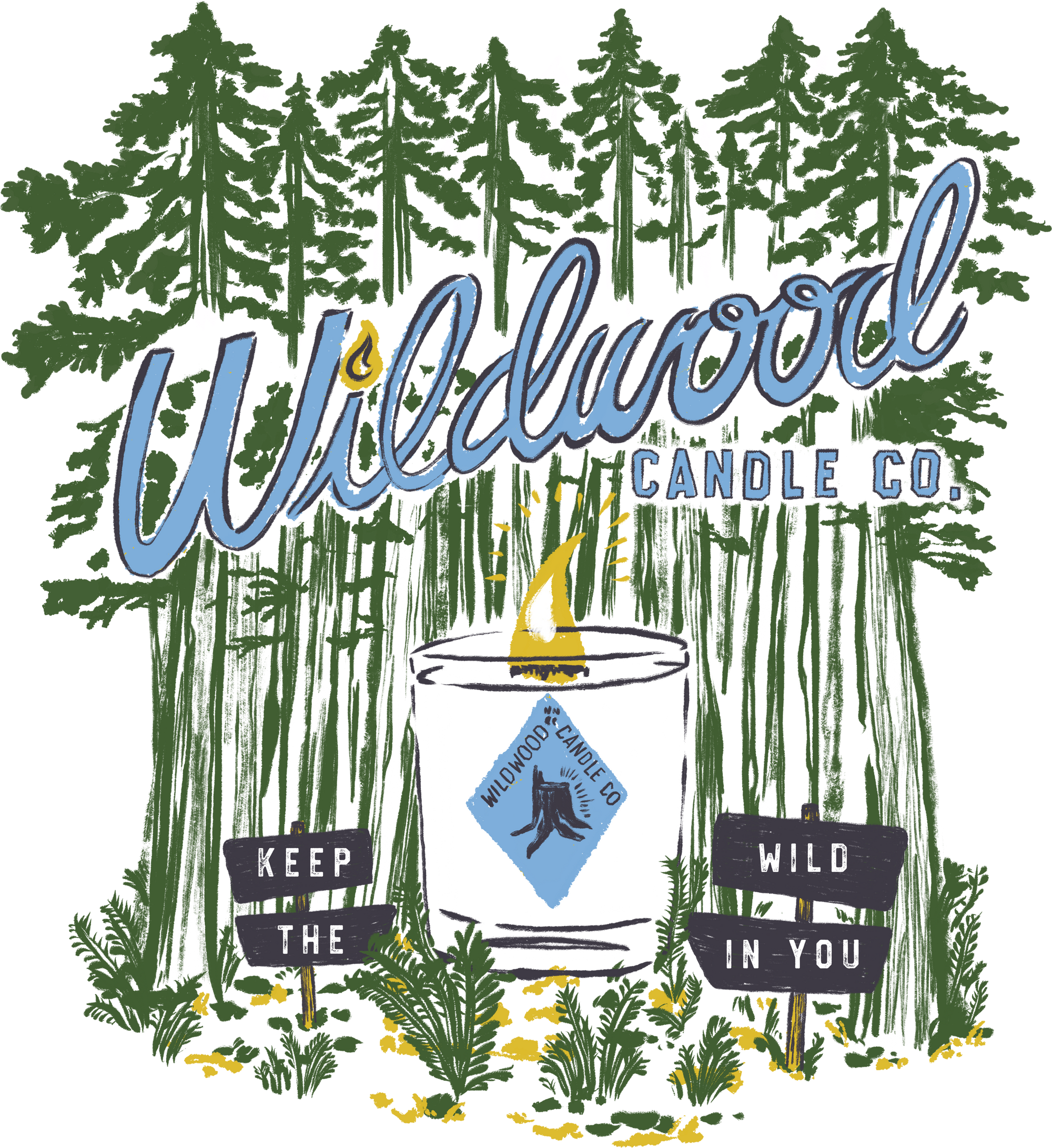 Wildwood Candle Co. Men's Full Length Zip Hoodie - Navy